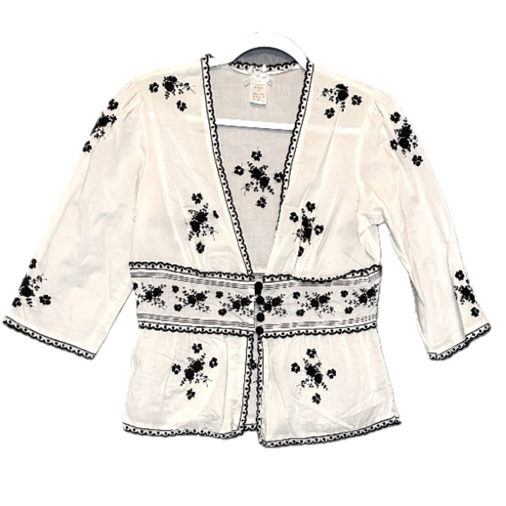 Cato White and Black Floral Top